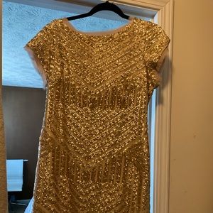 Vince Camuno Sequin Champagne Gold Dress
